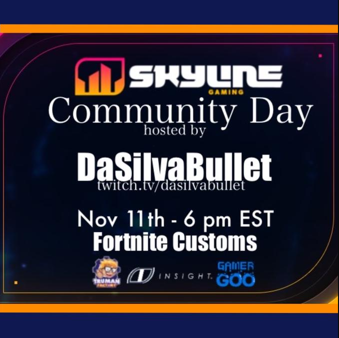 Come join SKLN and our host <a href="/DaSilvaBullet_/">DaSilvaBullet | Kick</a>  for some Fortnite Customs. Be ready for some games and SKLN giveaways! On 11/11 @ 6PM EST