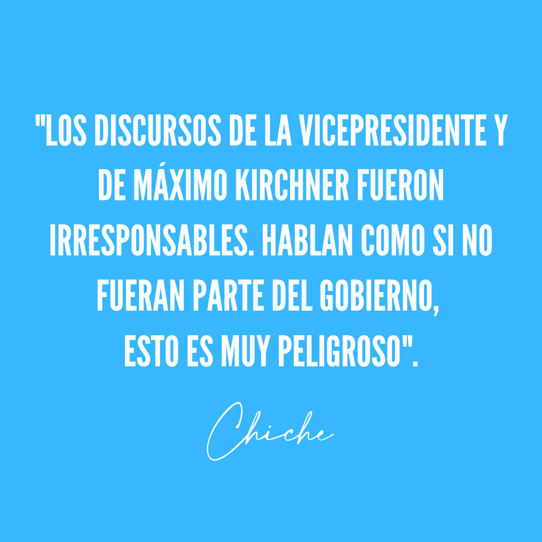 Lo que pasa en el gobierno es muy vergonzoso, es de una enorme irresponsabilidad. Es un momento muy difícil en la Argentina y ellos hablan como si estuvieran afuera y hacen responsables de todo a los demás.