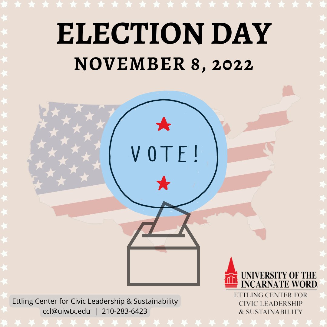 uiweccl's tweet photo. It's Election Day, Cardinals! Need a ride to the polling sites? The Ettling Center is providing FREE roundtrip rides to UIW students, faculty, and staff. Sign up in GivePulse, https://t.co/He3Gp4AIW7 https://t.co/o8Zwt2LfxF
