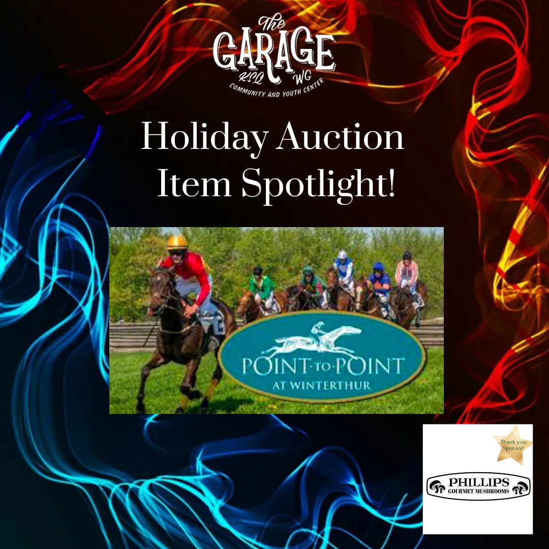 The Garage's Holiday Auction - ITEM SPOTLIGHT! Tailgate Experience at Winterthur Point-to-Point

Auction Catalog opens November 25th!

Buy your in person tickets here: bit.ly/2022HolidayAuc…

Register to bid remotely here: bit.ly/HolidayAuction…