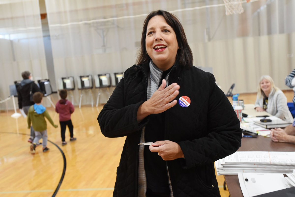 PHBPHOTO's tweet photo. Salem Mayor and Lt. Gov candidate Kim Driscoll votes and greets supporters in Salem. #mapoli #salemma @salemnews @DustinLucaSN https://t.co/uOeIa2gQhj