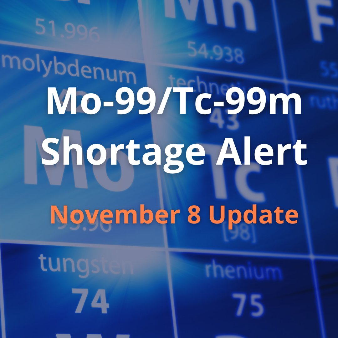 There will be a shortfall in Mo-99 production—and hence a shortage of Mo-99/Tc-99m generators—through late November of this year. Check the Advocacy/Radiopharmaceutical Supply News page on the SNMMI website for the latest updates. ow.ly/EKFr50LxvUx  #NuclearMedicine