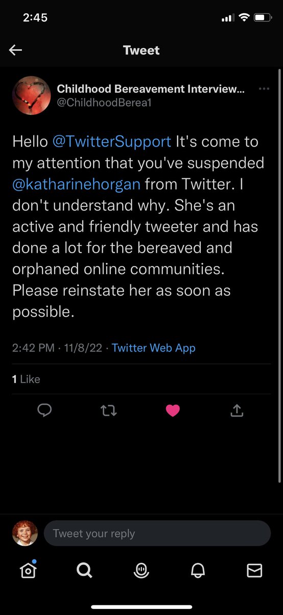 YoungOrphans's tweet photo. @eliistender10 Today might have been @katharinehorgan’s last day on Twitter but she didn’t know it! Her account has been suspended for reasons unknown and we’re asking people to please tweet and ask @TwitterSupport to bring her back. Thank you so much ♥️ https://t.co/Ze17zZIbbV