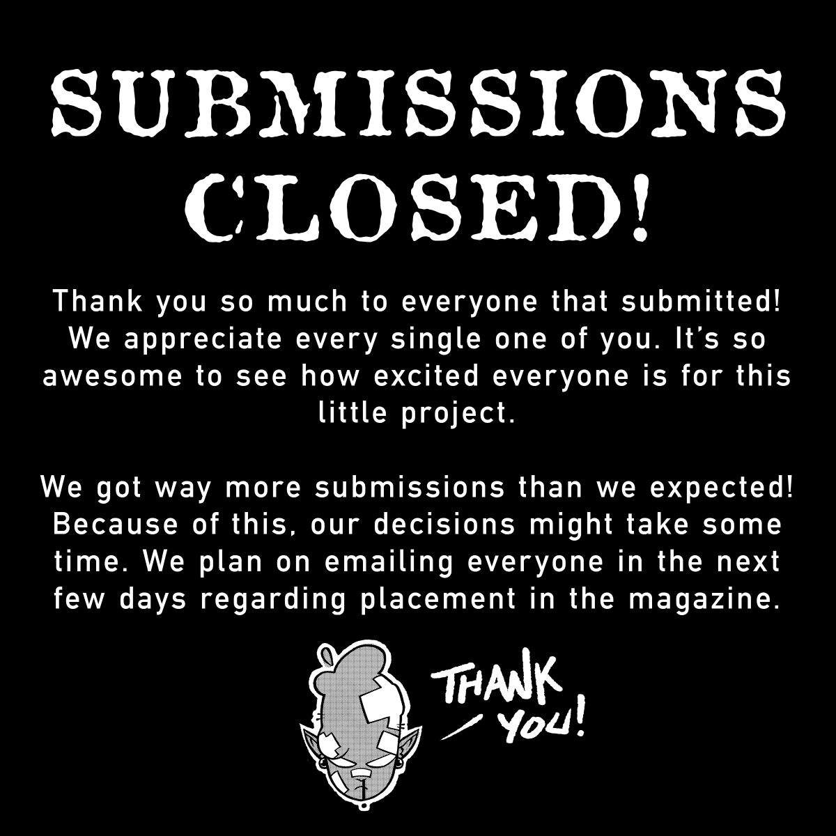 nosebleedmag's tweet photo. Thank you all so much! https://t.co/rKforJjs9I