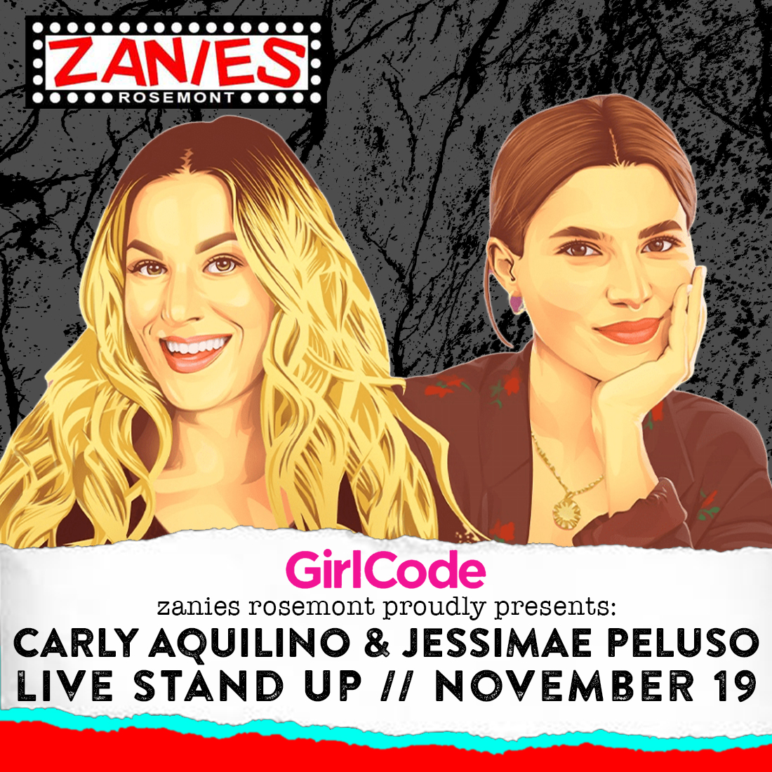Carly Aquilino and <a href="/JessimaePeluso/">Jessimae Peluso</a> are coming to Zanies Rosemont for a night of stand up November 19! You’ve seen the duo on MTV’s Girl Code, Pete Davidson’s The King of Staten Island, and on their hilarious podcast, GYRL. Tickets and info--> bit.ly/Rosemont_Carly…