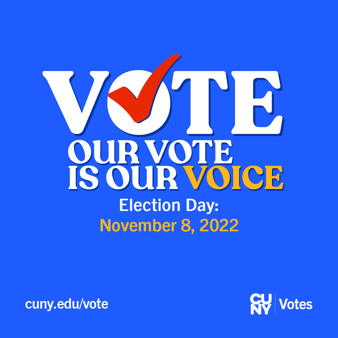 Today is Election Day! 🗳️ New Yorkers 🗽 are voting for Congress, Governor, judges, ballot proposals, and a lot more, giving you the chance to vote for the NYC you want to see. #CUNYVotes Find your poll site: ow.ly/o6IS50LxCnf