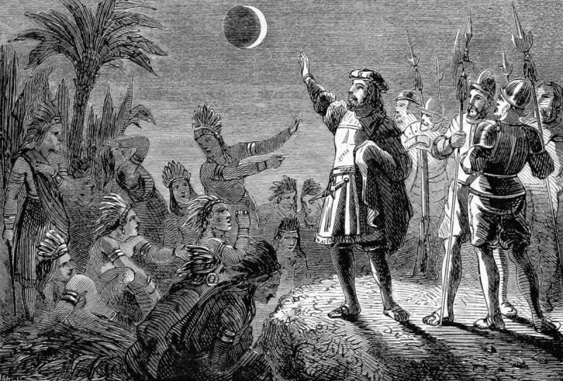myhistorytales's tweet photo. #HistoryBytes Christopher Columbus landed in Jamaica in 1503 & had issues in getting food from the local tribes. He referred to an almanac & predicted the #LunarEclipse on 1st Mar1504 to the natives & used it to tell that god was angry with them for & scared them into feeding him https://t.co/AEWyUfTE7D
