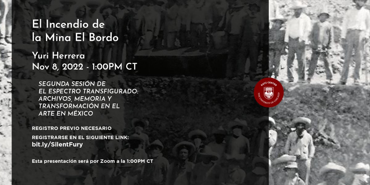 katzcenter's tweet photo. Hoy, el escritor Yuri Herrera nos acompañará en el Katz Center for Mexican Studies via Zoom para compartir su trabajo sobre El Incendio de la Mina El Bordo. 1PM CDT - Registro: https://t.co/xz2aI9Su9f https://t.co/CIA3IfK92R