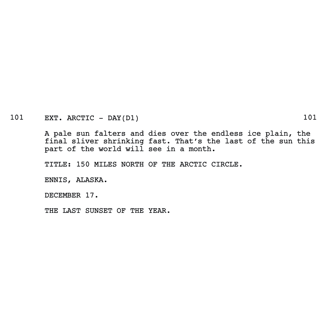 HBO's tweet photo. A long winter night falls in Ennis, Alaska.
 
Production has begun on #TrueDetective #NightCountry. Take an exclusive look at the first episode script for True Detective: Night Country, coming to @hbomax. #HBO50 https://t.co/t0kQ0trYDe