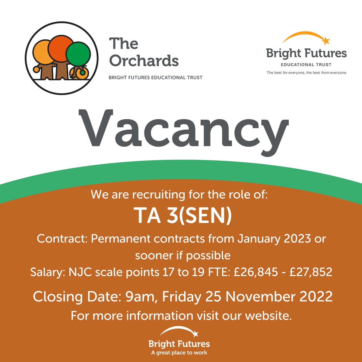 The Orchards School On Twitter An Opportunity Has Arisen For A