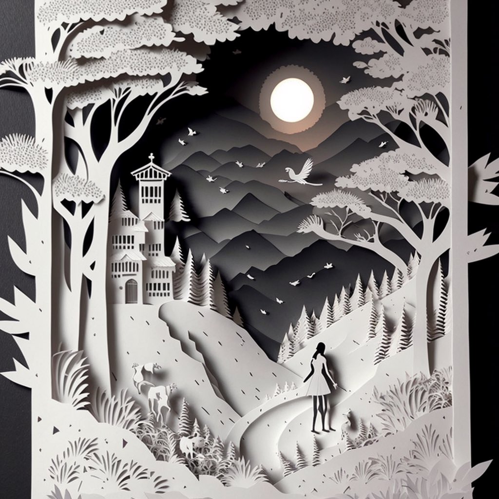 joeythemonste's tweet photo. paper cut craft, paper illustration, dimension of the lost --v 4 #midjourneyV4 #midjourney #AIart #AIArtistCommunity @KaliYuga_ai @takyon @TheCenturionMOD @images_ai @midjourney https://t.co/DLXCFozDgv