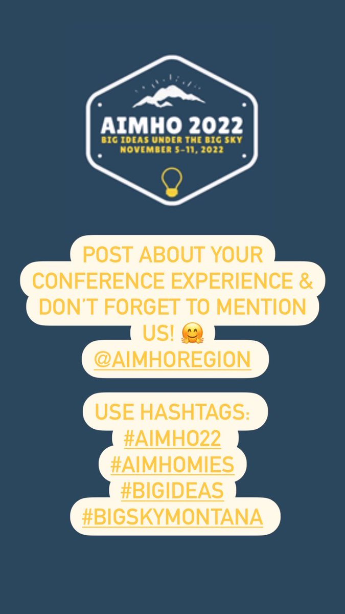 aimho's tweet photo. Be sure to post about your conference experience! We’d love to see it! 😊

IG: @aimhoregion
Twitter: @aimho https://t.co/TxE2465Aou