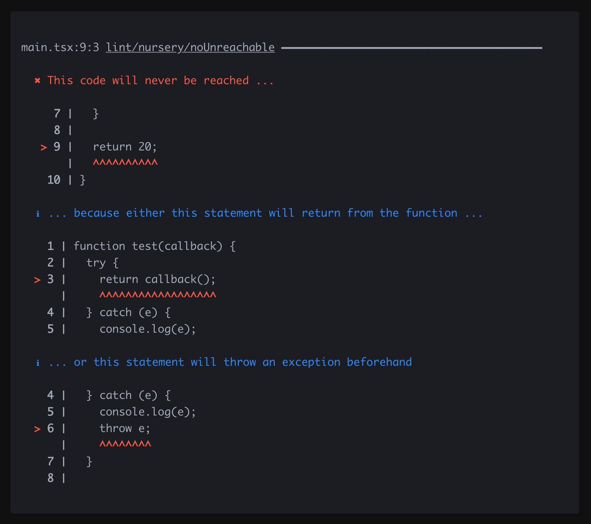 First Rome stable release rome.tools/blog/2022/11/0… In Rust, faster than Prettier/ESLint Being faster/simpler is probably enough for me... But this error recovery and diagnostic information is definitively interesting 😍