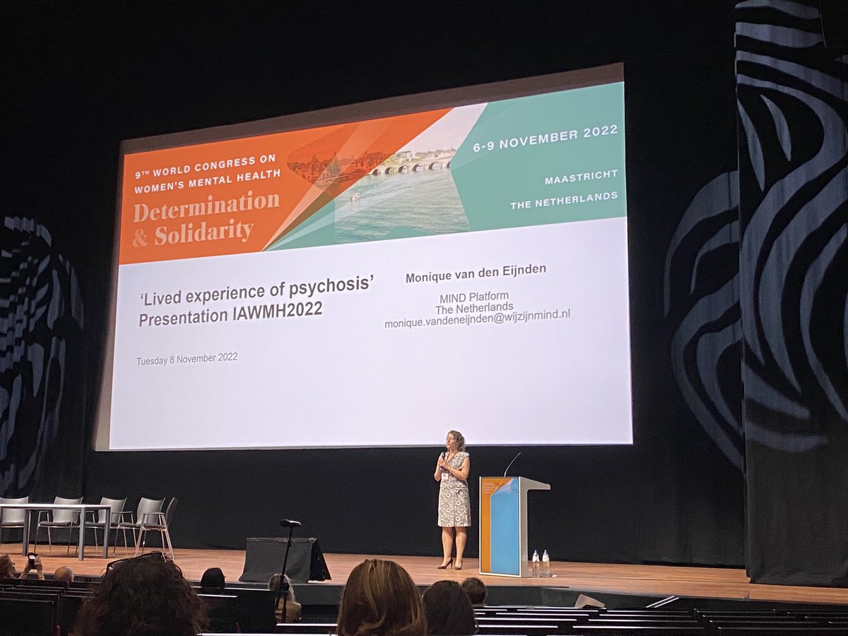DrKittySaunders's tweet photo. We had a brilliant keynote on #psychosis among women earlier today, and it was followed up by a really powerful #livedexperience testimony from Monique on her experience of #postpartum psychosis - so important to have this perspective represented #IAWMH https://t.co/nObP0FcEYJ