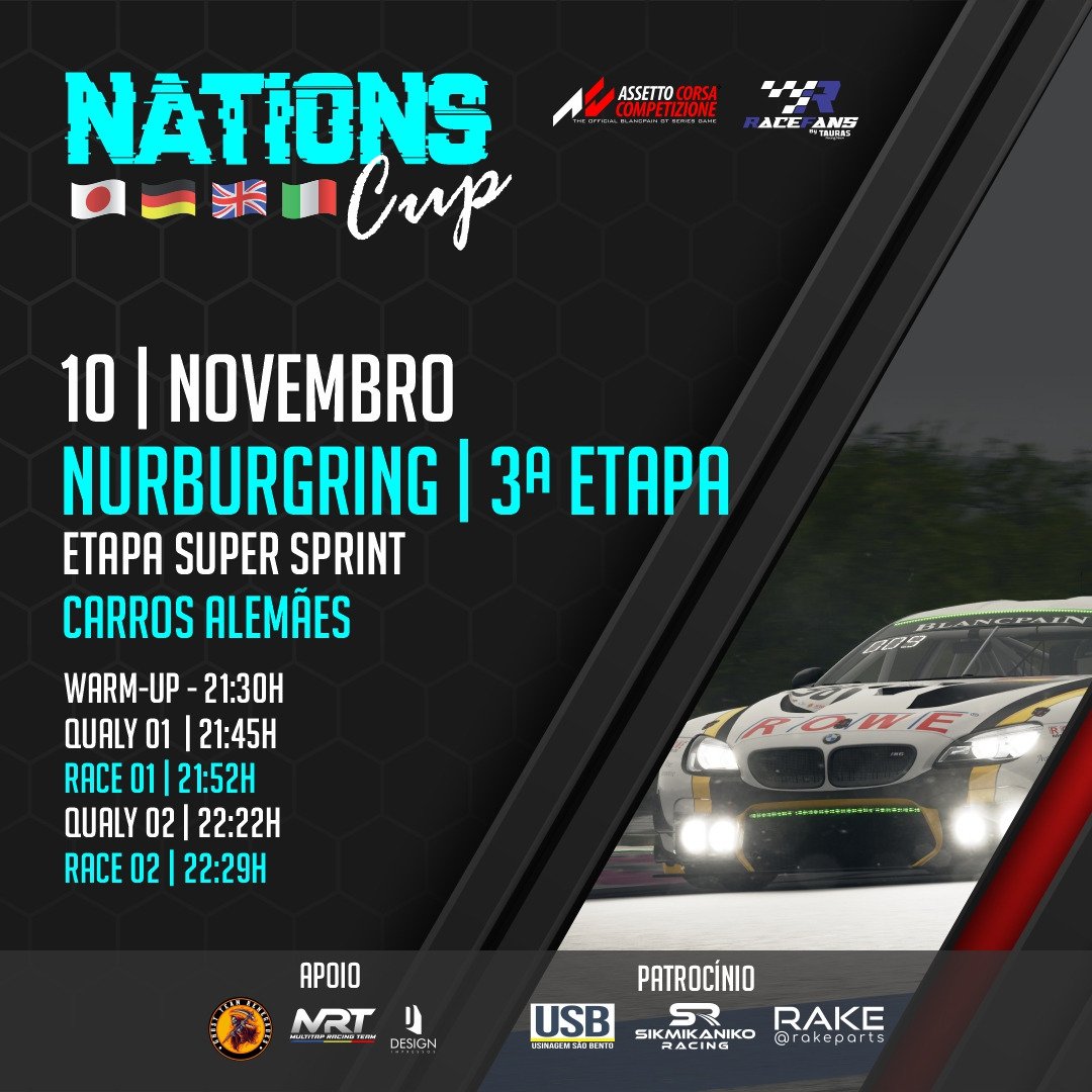 Lcunha17's tweet photo. Nessa quinta-feira teremos mas uma etapa da Nations Cup...
Se você ainda não conhece nossa comunidade clica nesse link do nosso Discord, e venha correr com nosco 👇🏼
https://t.co/NBAIrYRxJa
#Xbox #XboxSeriesS #Gt3 #Gt4 #IntercontGTC #GTWorldChEu #AC_assettocorsa https://t.co/SgkfIuFDI1