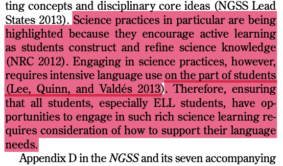 cb_cheatham's tweet photo. As Gonzalez-Howard et el pointed out in their article about supporting ELL's engagement in scientific argumentation, the need to engage in rich science learning also comes with a need to consider and cater towards the needs of English Language learners. https://t.co/RwkwwaJ7D5