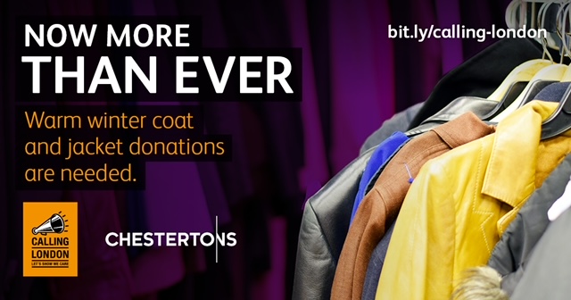 Agents_Giving's tweet photo. #CallingLondon @Chestertons #WinterCoatDrive 21st October - 22nd November.  If you have a warm clean coat, jacket, ski jacket or fleece you can drop off your donations at any of their London branches. Supported by @Agents_Giving.  See more here to donate. https://t.co/UPwMIL6LzB https://t.co/f0XiMqpWKY