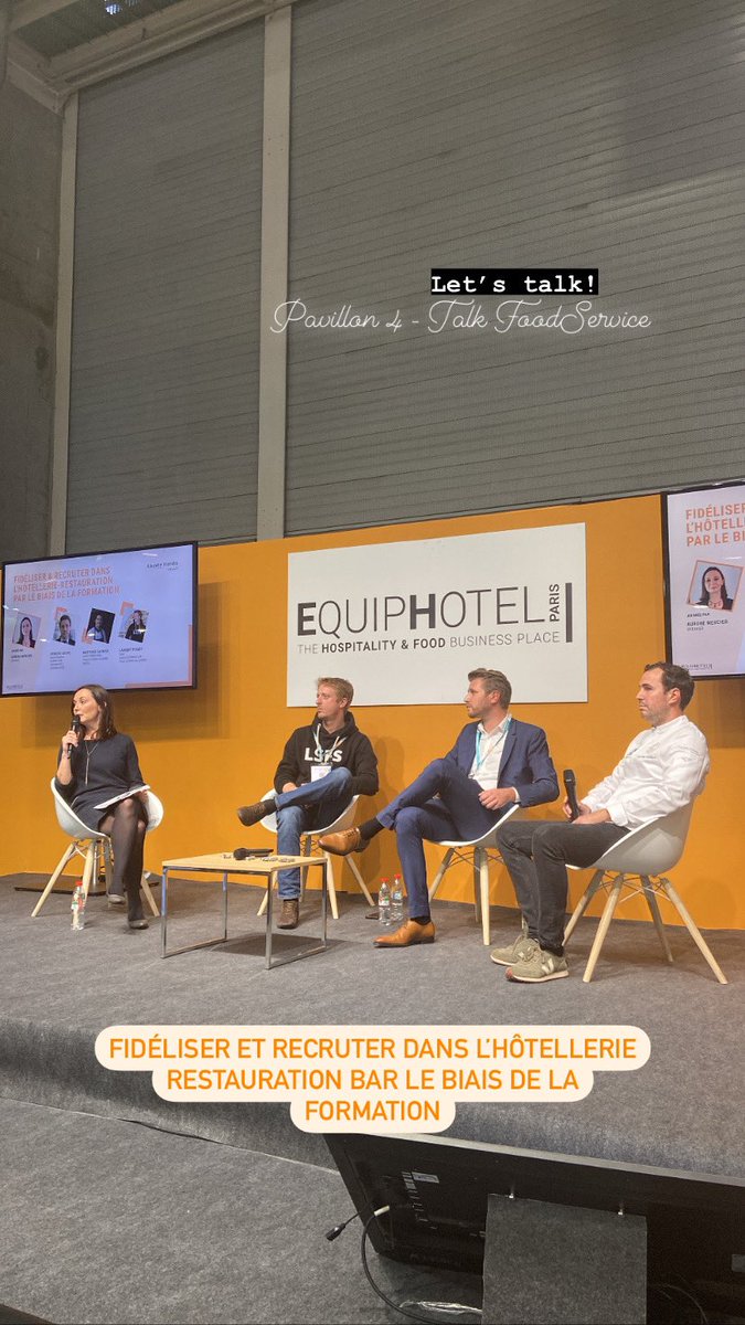 LouvreHotels's tweet photo. [#EQUIPHOTEL] Rejoignez nous Pavillon 4, Talk FoodServices pour une #conférence sur le thème de la #fidélisation du #recrutement par le biais de la #formation. Exemple de notre succès #ChaudDevant. https://t.co/8mokunO2KA