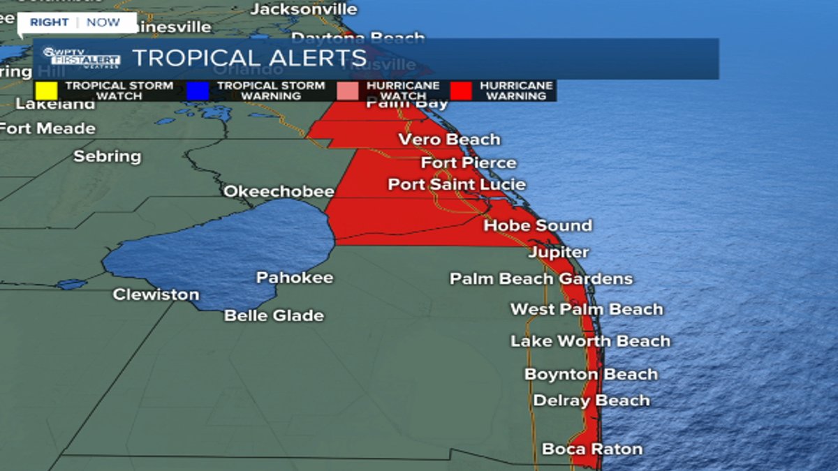 WPTV's tweet photo. #BREAKING: Hurricane warning for parts of Palm Beach County, Treasure Coast due to Subtropical Storm Nicole https://t.co/ooc4NdcLR6 https://t.co/WMjxNuidqO
