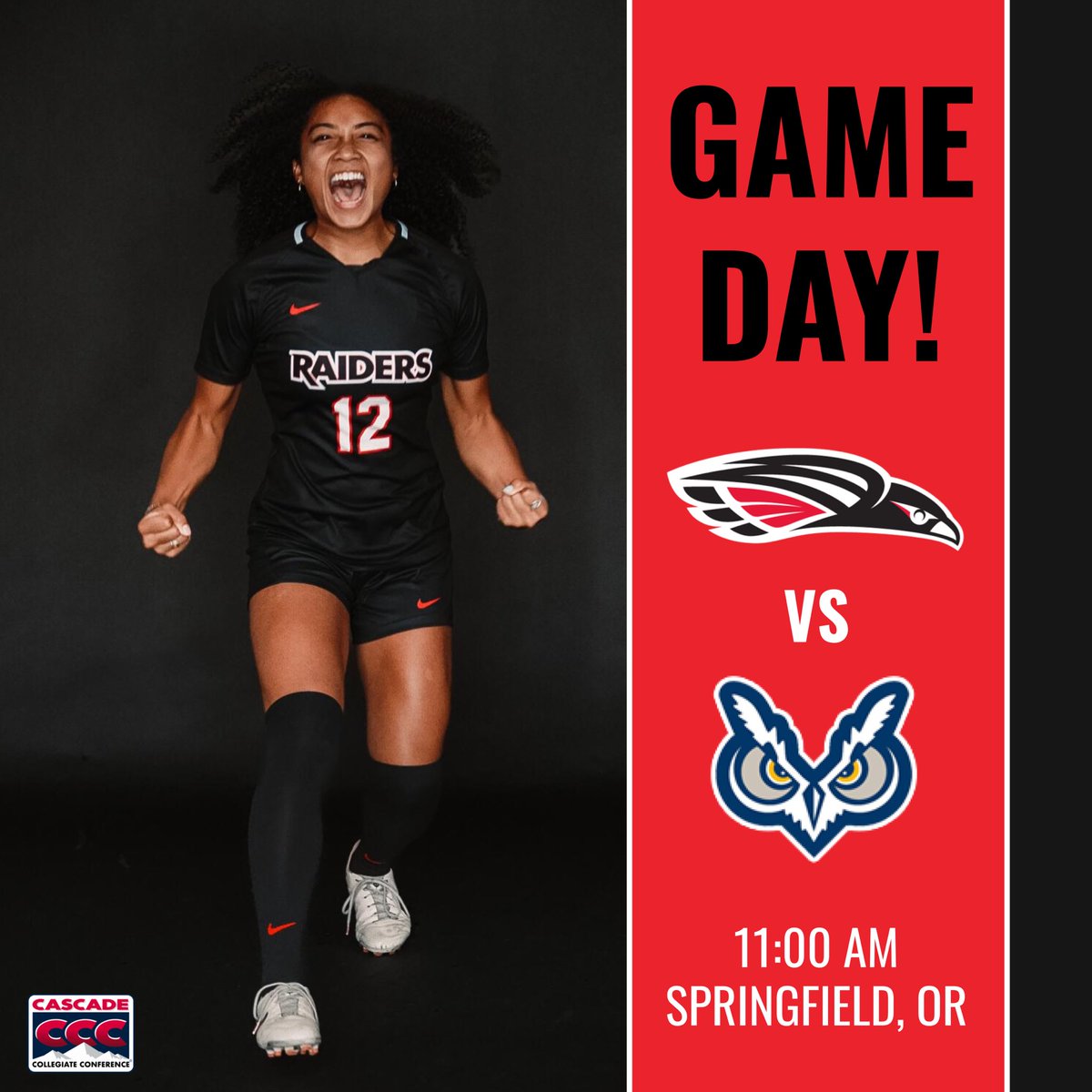 ‼️ CCC Quarterfinal ‼️

🏟️ Les Schwab Sports Park
📍Springfield, OR 
🆚 Oregon Tech 
⏰ 11:00 AM

#PostseasonRaiders #Resilience