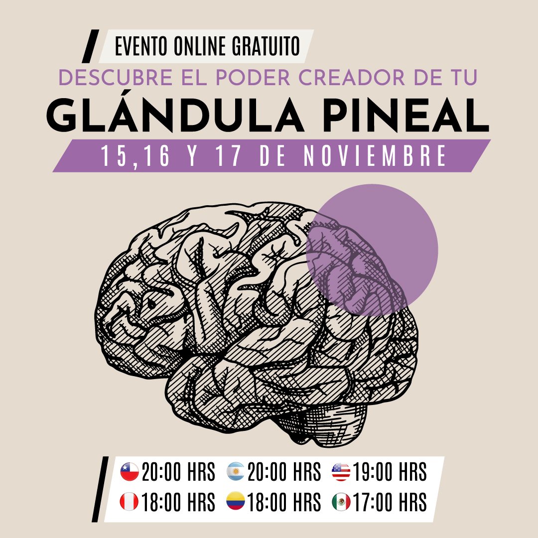 cvidaloficial's tweet photo. ¡EVENTO ONLINE GRATUITO! ✨ Conoce las claves de la MANIFESTACIÓN que revela el Método de Activación de la Glándula Pineal en este evento gratuito que se realizará el 15,16 y 17 de noviembre a las 20 horas de Chile. Inscríbete gratis en el link https://t.co/x3yTxwWFve https://t.co/mwnxQneQCt