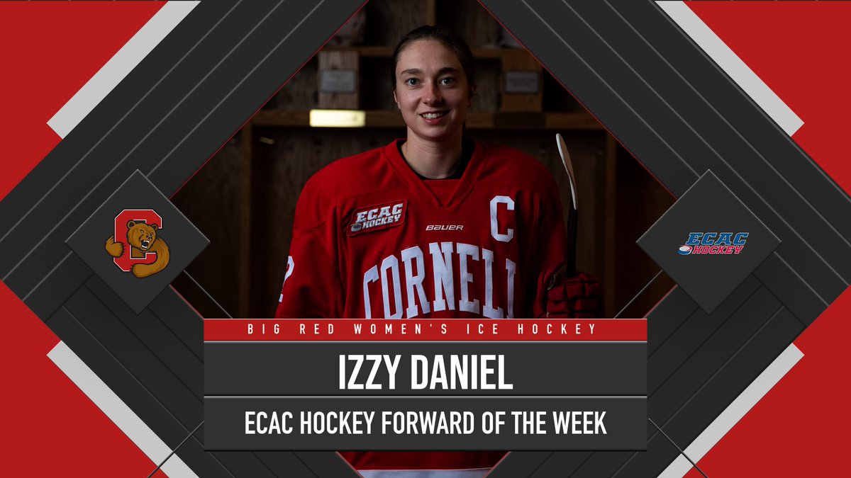 CornellSports's tweet photo. Congratulations to Izzy Daniel (Forward) and Ashley Messier (Defender) on earning @ecachockey weekly awards!

It is the third consecutive week that multiple @CornellWHockey players have received weekly honors by the conference.

#YellCornell 🐻

https://t.co/GqFUO2lxtz https://t.co/rS0T5D3P8x