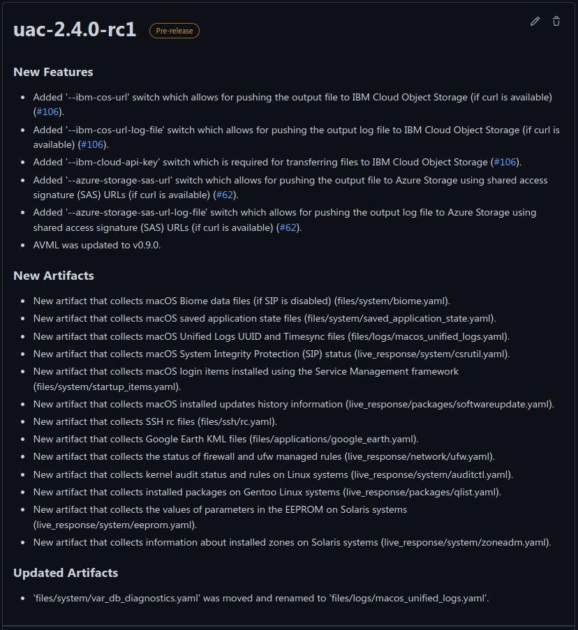 tclahr's tweet image. New #UAC (Unix-like Artifacts Collector) v2.4.0-rc1 released!
🌟 New features
🔍 New artifacts
Get it here: github.com/tclahr/uac
#dfir #digitalforensics #incidentresponse #cybersecurity #FOSS