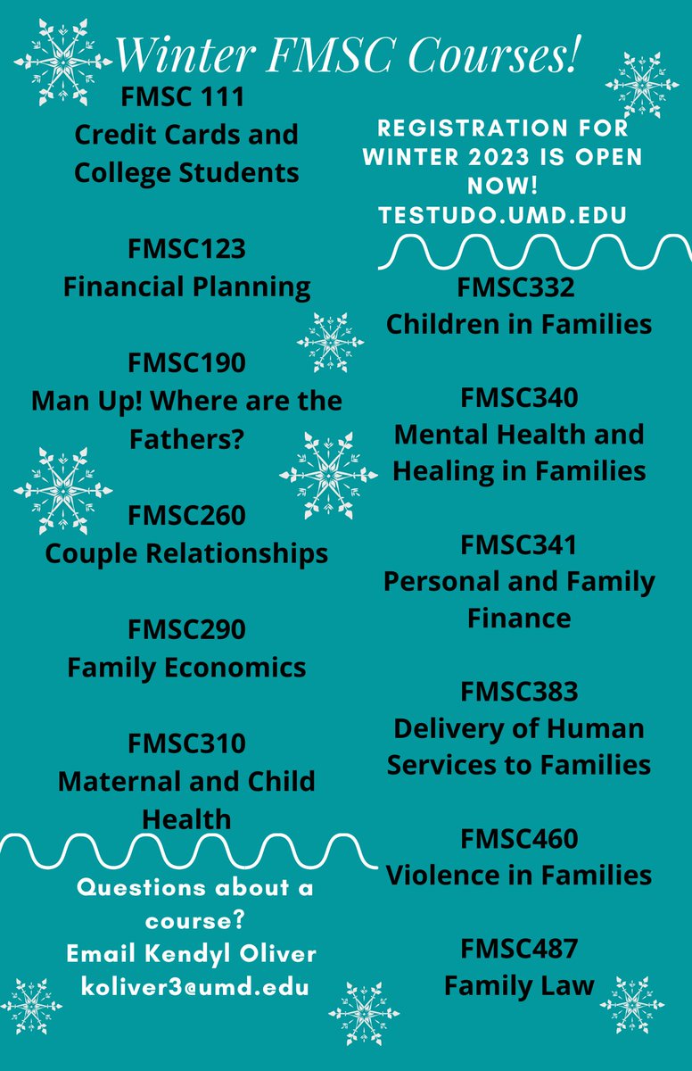 Still looking for a winter course? Take a look at what is being offered in Family Science! testudo.umd.edu