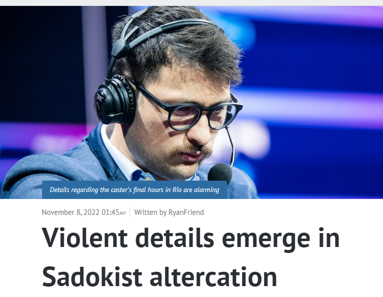 Jake Lucky on Twitter "CSGO Caster Sadokist was removed from the Rio