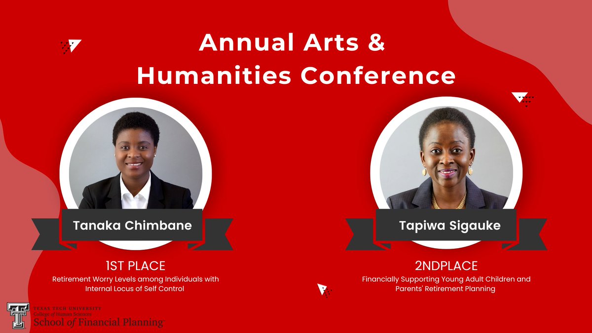 DoubleTPFP's tweet photo. On 3rd November, Texas Tech Graduate School arranged the 12th Annual Arts &amp; Humanities Conference, where Tanaka Chimbane and Tapiwa Sigauke participated in the Financial Concerns category. They obtained 1st and 2nd Places! 
Congratulations to you both! #ttupfp https://t.co/xLKEuYlEPX