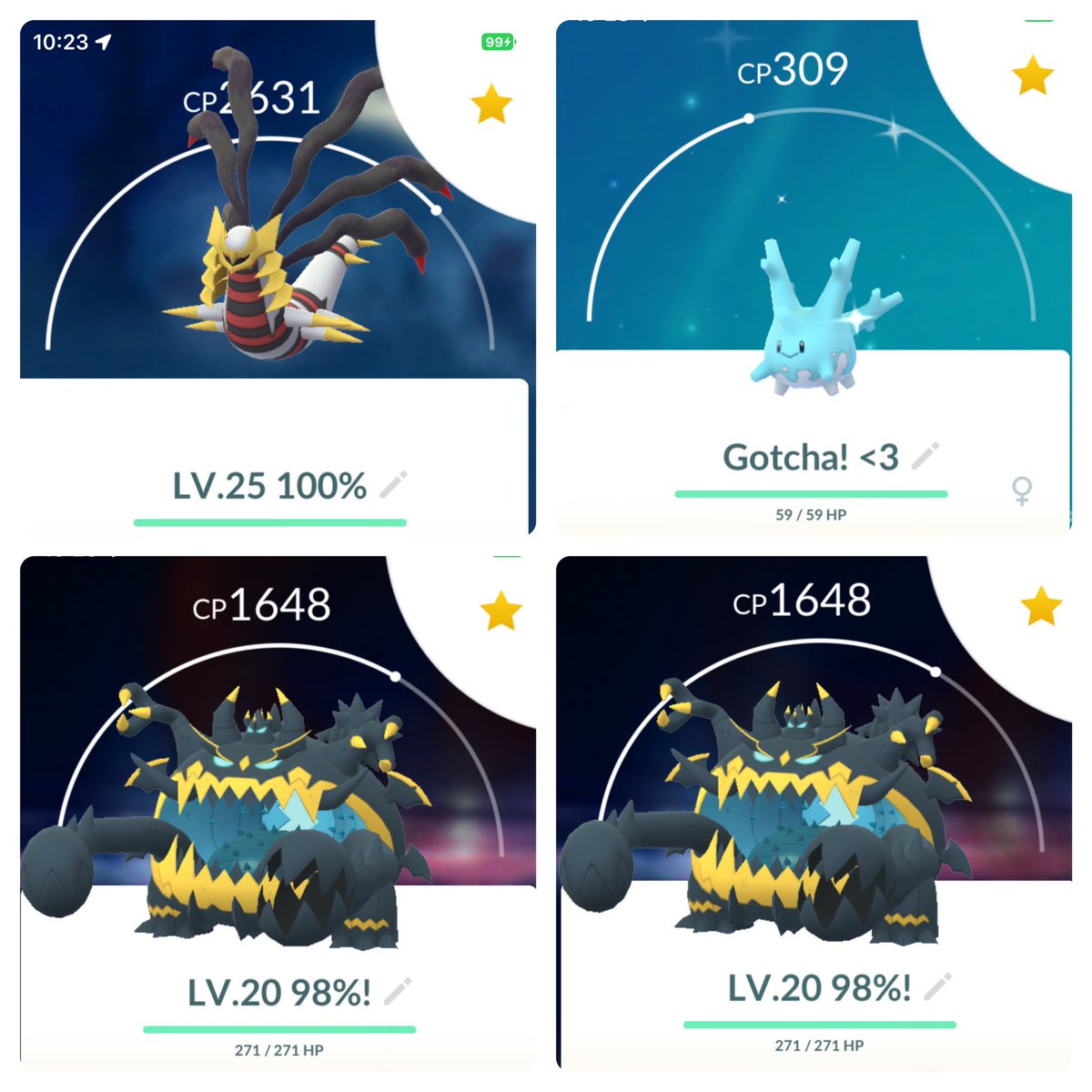 IvanEspinozaSR's tweet photo. For this top off Tuesday, I maxed out 4 Shadow Gardevoir so I’m ready for the Guzzlord Solo! Big shoutouts to Oviedo Mitch for the 100% Giratina, Australian friends for the 2 98% Guzzlords and the go plus for the shiny Corsola!!! #pokemongo #shinyhunt #topofftuesday #tot #mewow https://t.co/RdemSrXyZ1