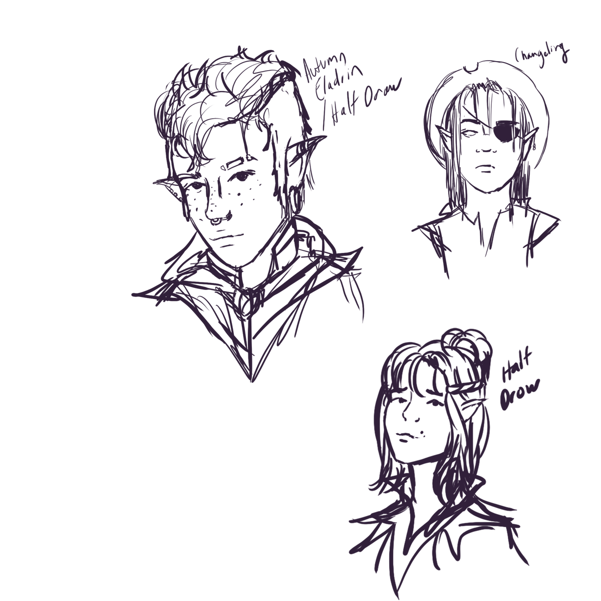 What do your rough #sketches look like? Mine aren't pretty, they tend to be a puke splatter of colourful lines. From👈 to 👉 Elara + Lucy #fanart, All my chars as a kpop group, concepts for our #dnd game, ended up going with the one on the left. #ArtistOnTwitter #art