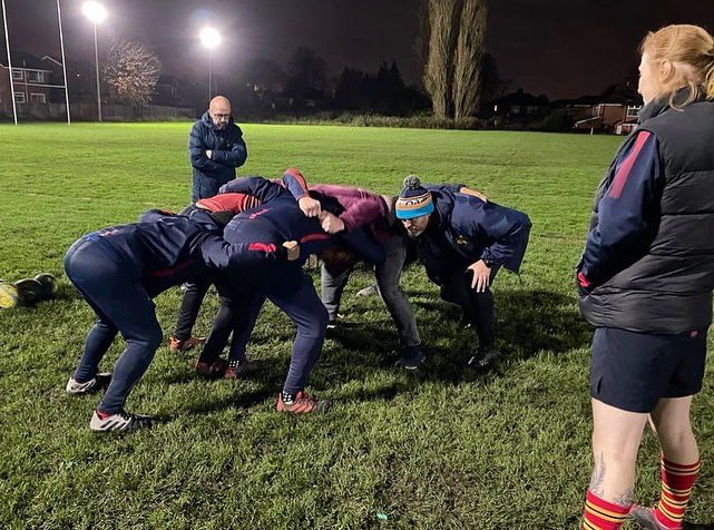 RFUNorthDev's tweet photo. Monday nights are all about scrummaging these days 😍

Nearly the whole North Team was out and about delivering at Bury, Macclesfield, Malton &amp; Norton &amp; Novocastrians RFC 💪

We still have loads of courses on GMS for you to book on!!

#coach #pos #crouchbindset https://t.co/z7UiI6nBvY