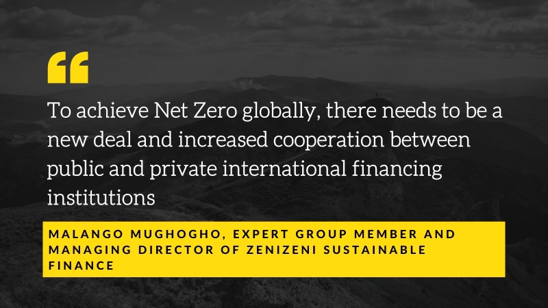 "To achieve #NetZero globally, there needs to be a new deal and increased cooperation between public and private international financing institutions." 🌱 — <a href="/ZeniZeniMalango/">Malango Mughogho</a> 

#COP27