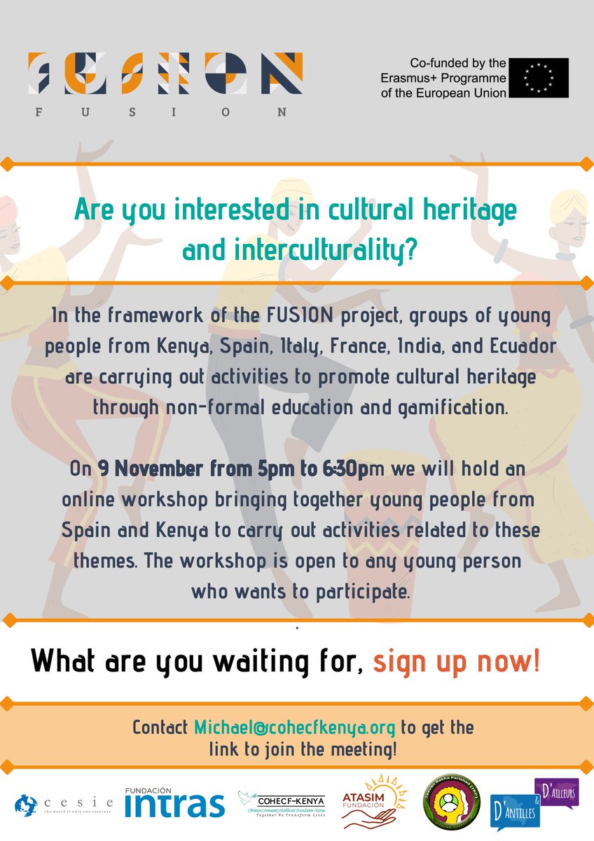 cohecf_kenya's tweet photo. In the framework of the FUSION project, groups of young people from Kenya, Spain, Italy, France, India, and Ecuador are carrying out activities to promote cultural heritage through non-formal education and gamification. https://t.co/P0LZ2cJITo