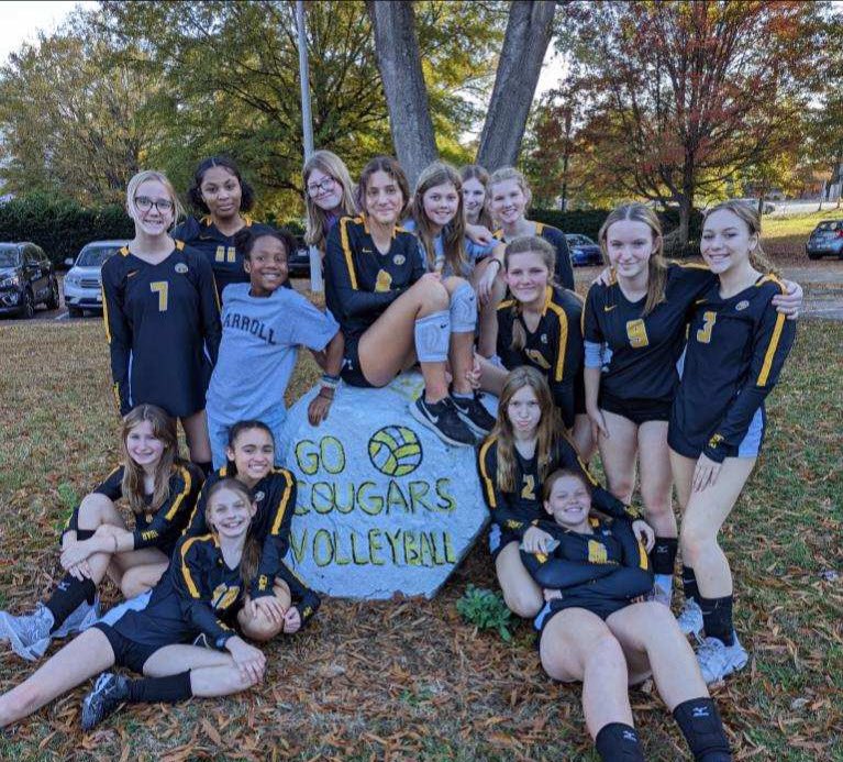 greenlizard98's tweet image. Proud of this team! So much growth this season! 💛🖤🏐 @CMMSAthletics