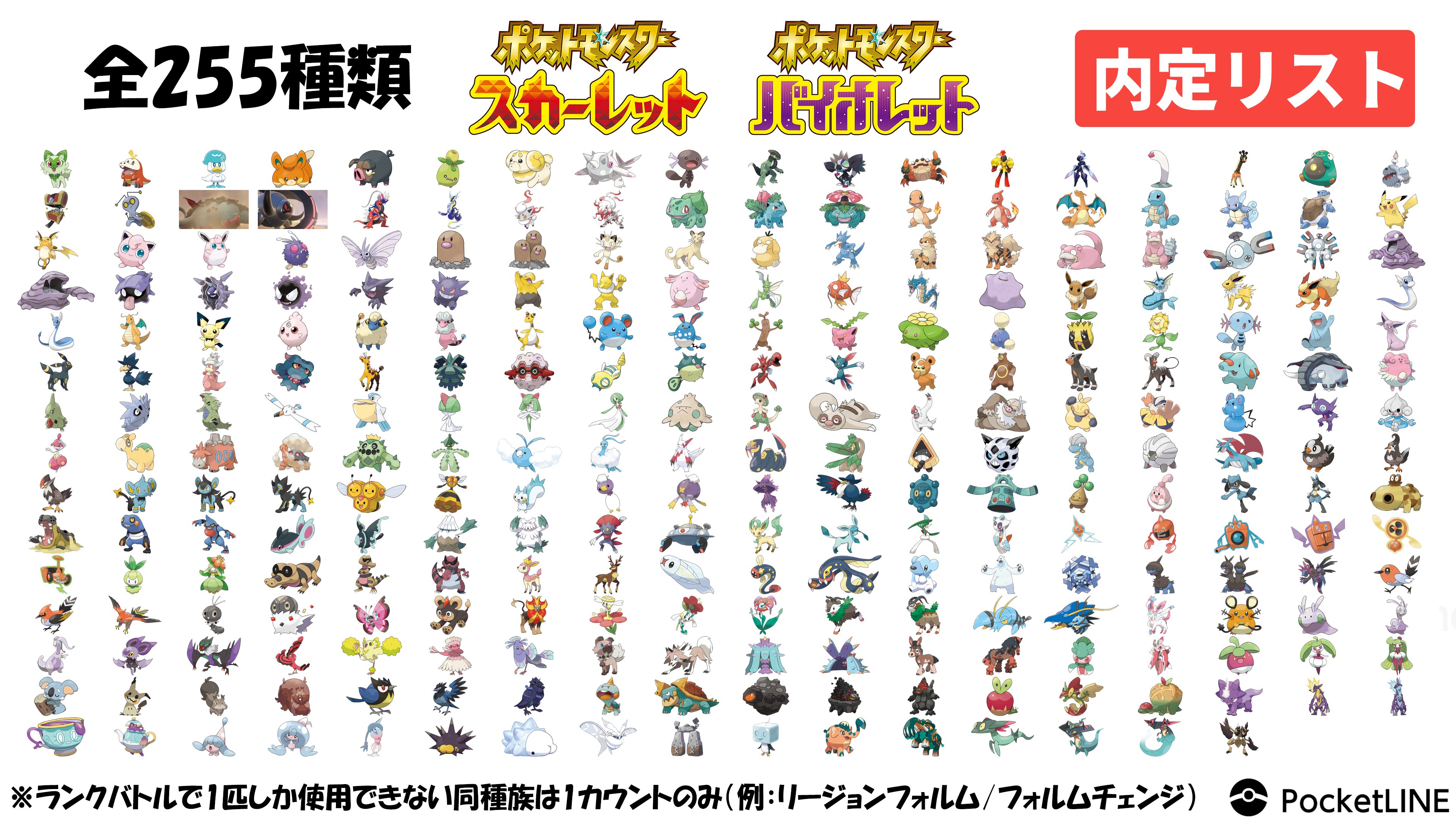ポケットライン最新情報 スカーレット バイオレット ポケモンsv ポケカ ユナイト スカーレット バイオレット 最終内定リスト 合計 ２５５種類 更新日 １１月９日 水 新ポケモンの過去 未来 ドンファンのイダイナキバとテツノワダチ
