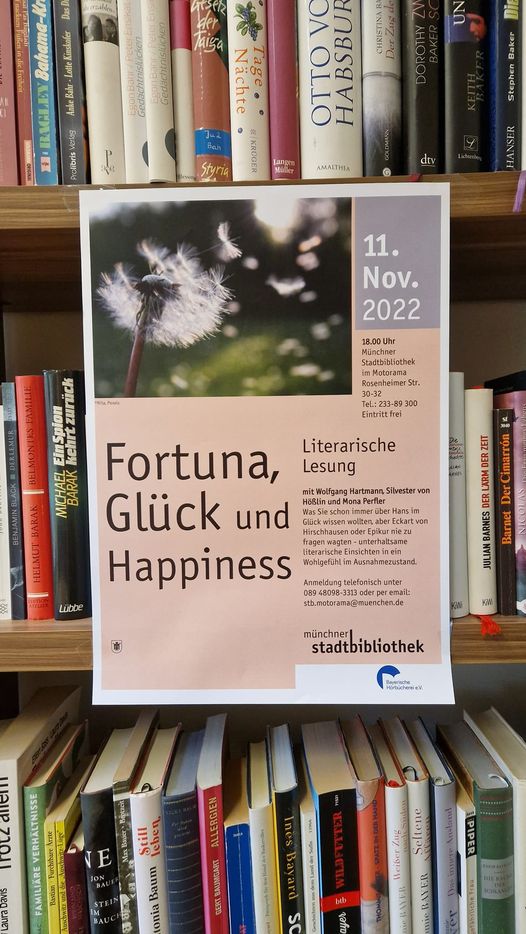 Freuen uns schon riesig auf unsere #Lesung im #Motorama am 11.11.22 um 18:00 Uhr... Fortuna, Glück und Happiness... zusammen mit der Münchner Stadtbibliothek ... mehr hier: bbh-ev.org/portal/aktuell…