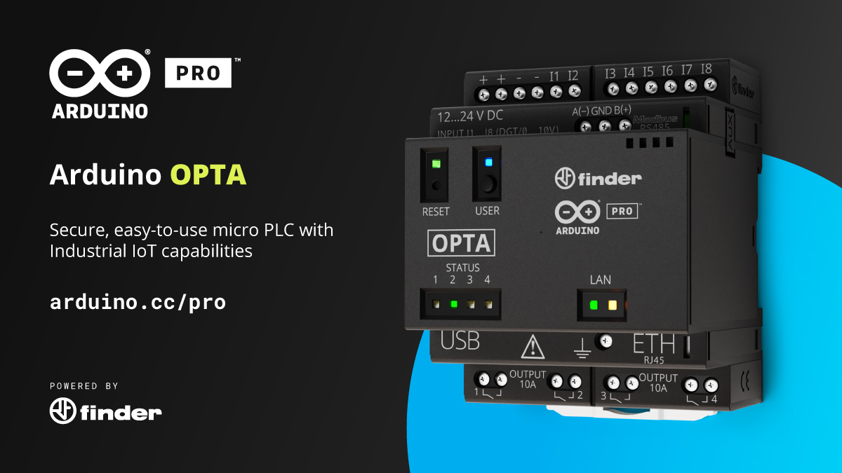 Opt in to industrial automation with Opta, our new micro PLC designed with PLC engineers in mind and in partnership with Finder. High-performance and secure, yet easy to use and accessible. Just choose between Opta Lite, Opta RS485 and Opta WiFi! blog.arduino.cc/2022/11/08/wel…