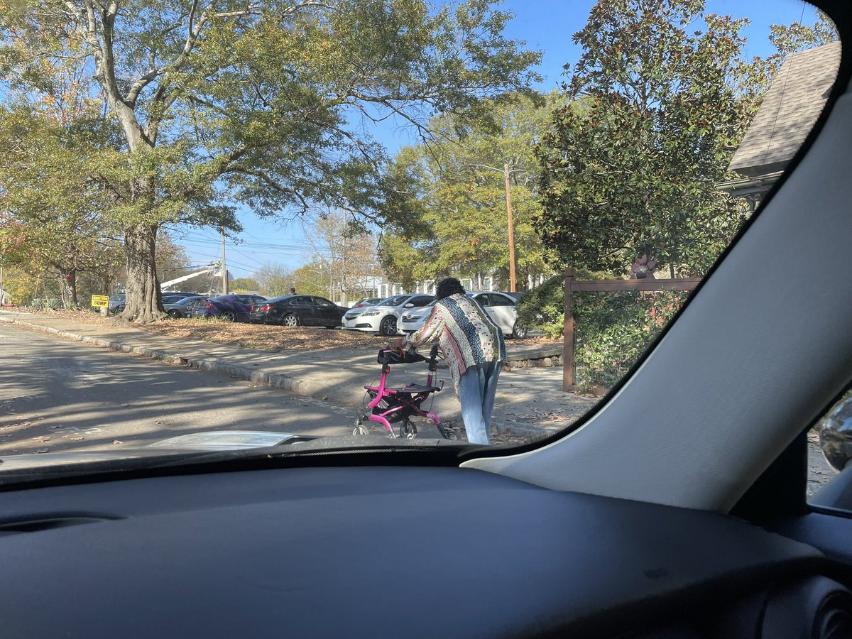 Took these pictures on my way to vote today in Atlanta. Watched her struggle walking multiple blocks uphill, pushing the walker inches at a time. She wanted no help. 

If she can vote today, so can you. 

#ga #votes #gapol