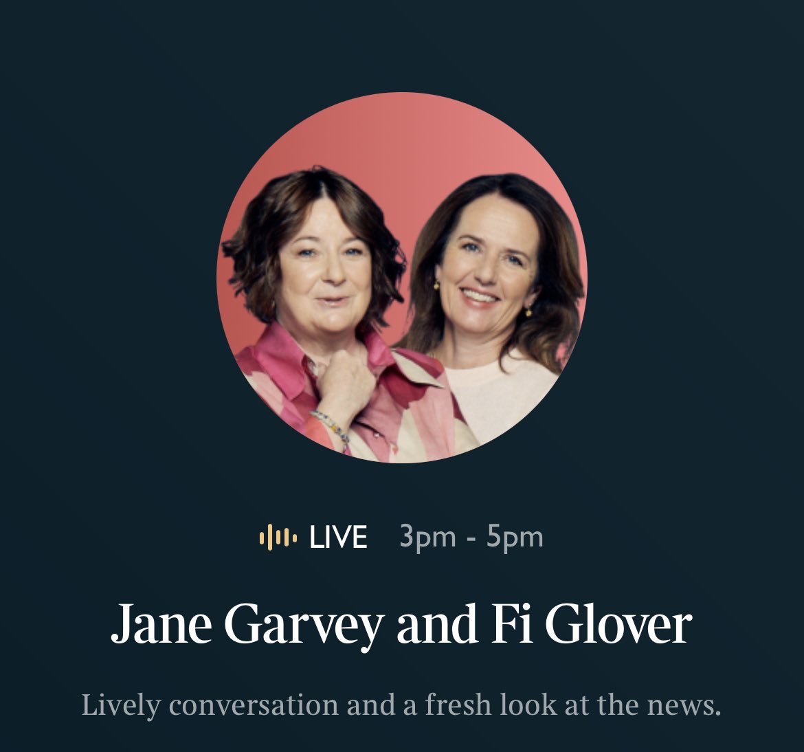 How’s your afternoon going? I’m currently listening to #fiandjane <a href="/TimesRadio/">Times Radio</a>.