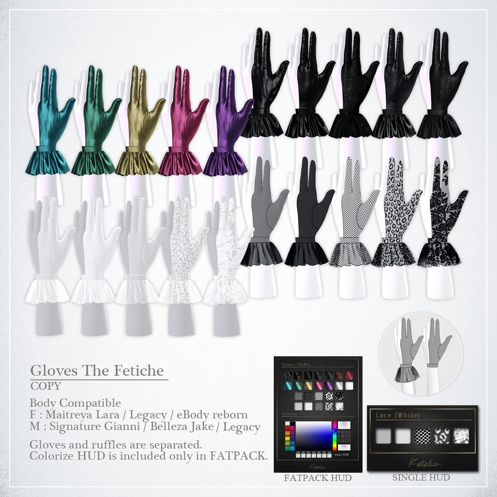 kotolier_SL's tweet photo. Kotolier . Gloves The Fetiche now compatible with Legacy Male.

Kotolier . Gloves The Fetiche
がLegacy Maleに対応しました。

再配達を受け取り逃した方は、本店よりリデリバリーをご利用下さい。
https://t.co/jmT2ZwuL8s

#Kotolier #SLJP #Secondlife https://t.co/4EXcOC9sHB