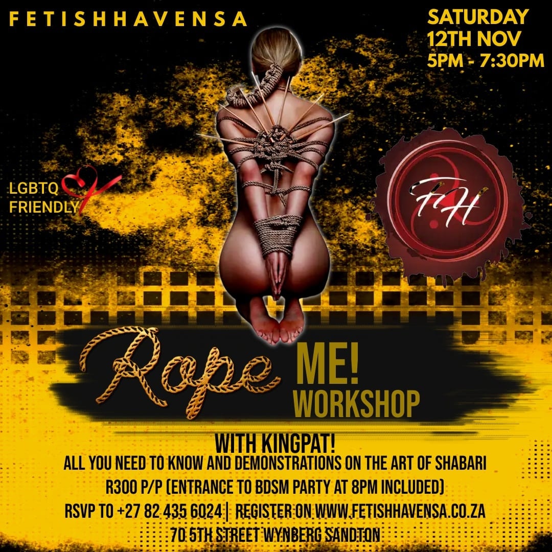 fetishhavensa's tweet photo. #ropeworkshop #shibaribondage #ropeart #sandton #SaturdayVibes #fetishclub https://t.co/lHfZ1wqixP