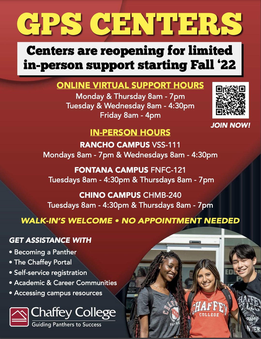 Chaffey College on Twitter "The GPS Centers are reopening for a