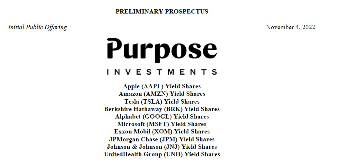 Canada is getting into the single stock ETF thing, here's a batch of filings for ETFs that would track a stock and then write call options on them for income