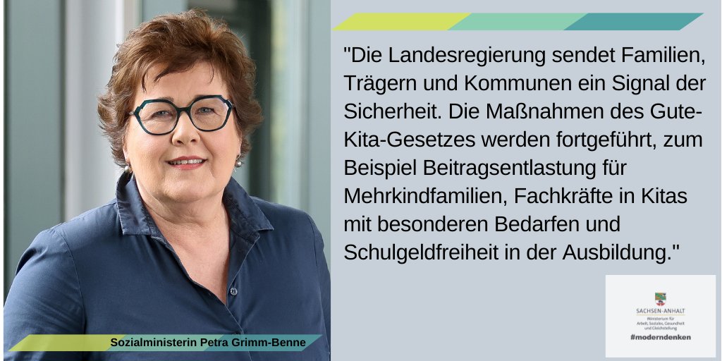 Soziales_ST's tweet photo. #SachsenAnhalt möchte Maßnahmen des #GuteKitaGesetz|es verlässlich &amp; nahtlos weiterführen. Damit sorgt das Land vor, um einen möglichen Abbruch von Bewährtem zu verhindern. 👉https://t.co/njLoRB3Q2E https://t.co/zi2mUW1u5u