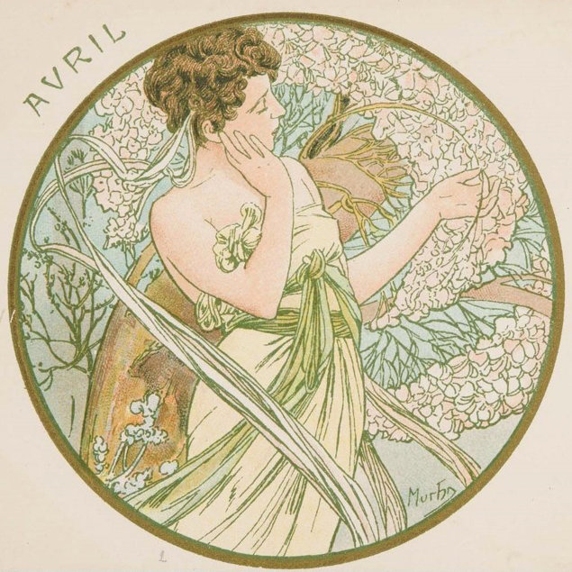 Illustrations of the 12 months of Alphonse Maria Mucha（1860—1939).
“January, February, March, April”