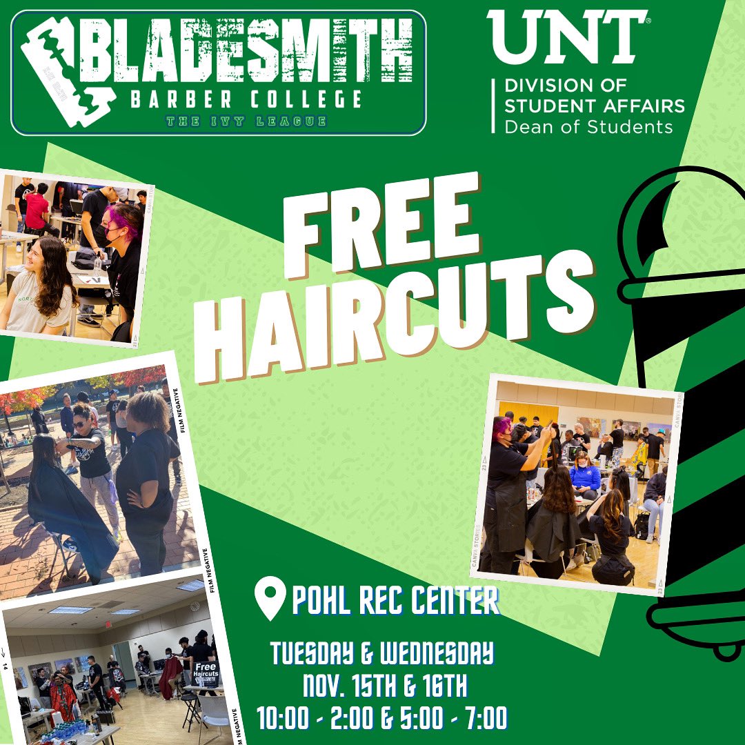 Our friends from Bladesmith Barber College are back for Hunger and Homelessness Awareness Week! Next Tuesday and Wednesday they will be at the Pohl Rec Center from 10am to 2pm and from 5-7pm. Come get your hair cut for free, on us!