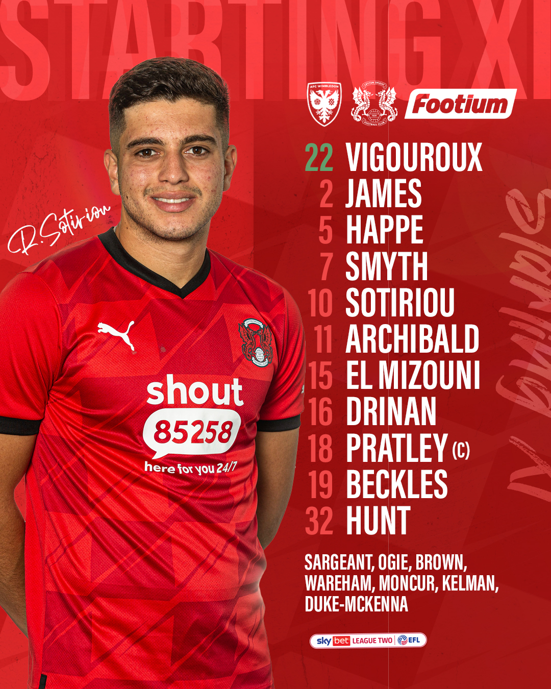 Leyton Orient on Twitter "💪 Ready to go! Here is how your Leyton Orient side will line up this