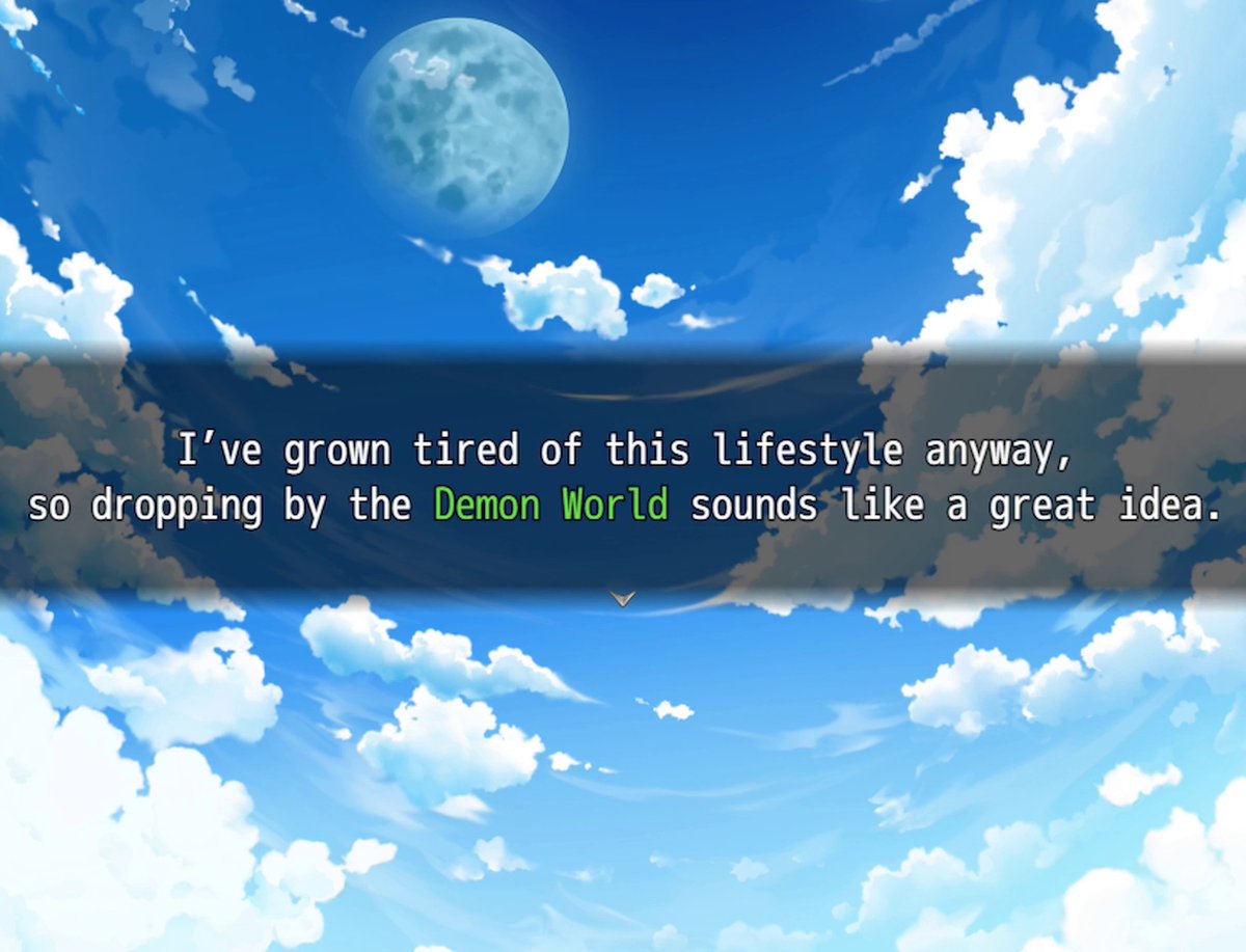 Bugfragged_TWT's tweet photo. Lorin getting bored of her godly duties might be foreshadowing the motives of the game's main antagonist.
#AbyssCrossing #Abyss_Crossing #RPGMaker https://t.co/eQzi1buKjG